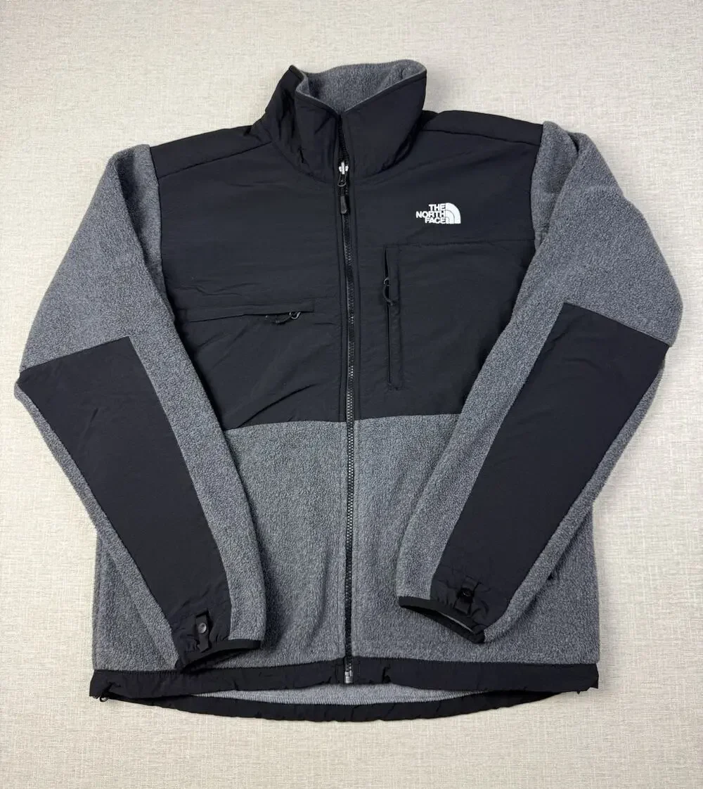 The North Face Polartec Fleece Jacket Mens Medium Black Gray Full Zip Outdoor